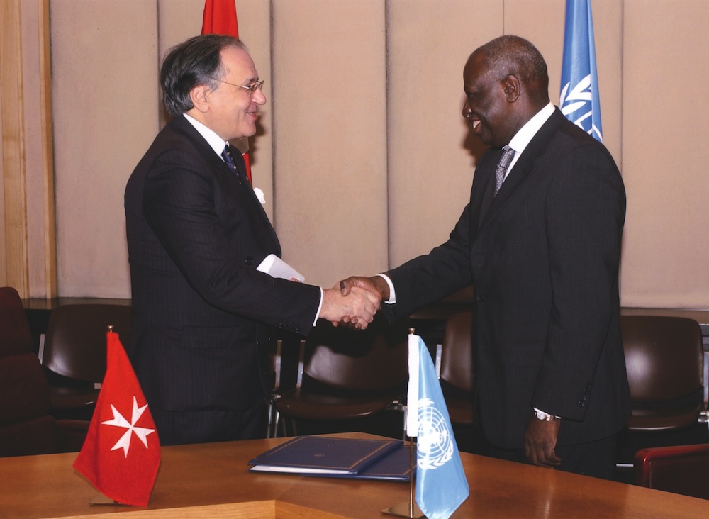 Jean-Pierre Mazery, Grand Chancellor of the Order of Malta and Jacques Diouf, Director General of the FAO