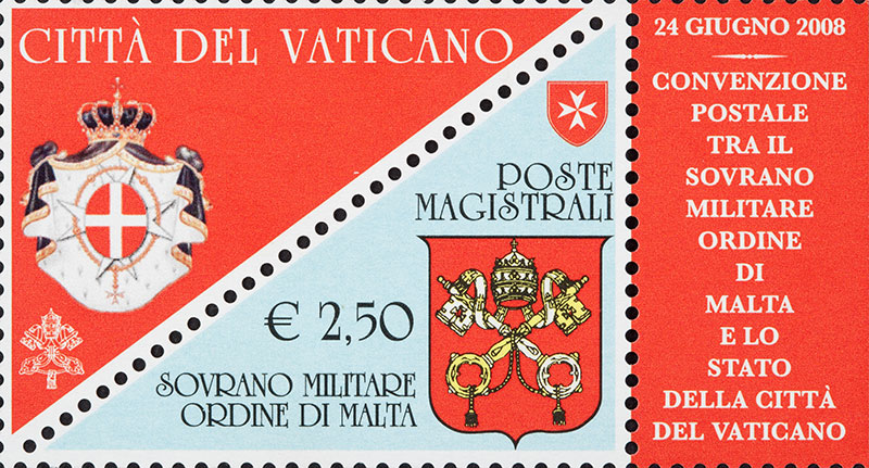 Emissione 383 – Convenzione postale tra il Sovrano Militare Ordine Ospedaliero di San Giovanni di Gerusalemme di Rodi e di Malta e lo Stato della Citta’ del Vaticano