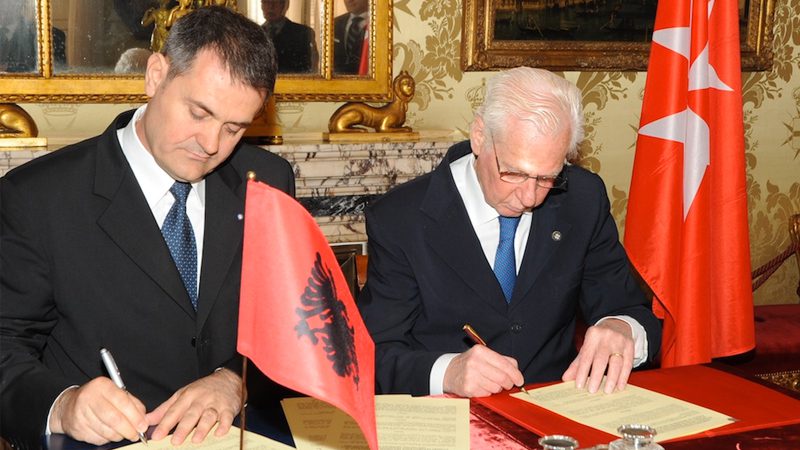 Acuerdo postal firmado entre Albania y la Orden de Malta
