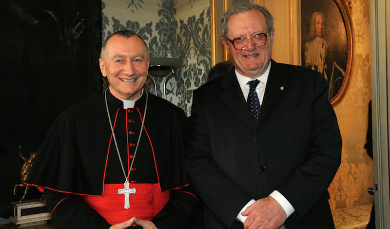 El Secretario de Estado de la Santa Sede, el Cardenal Parolin, recibido por la Soberana Orden de Malta