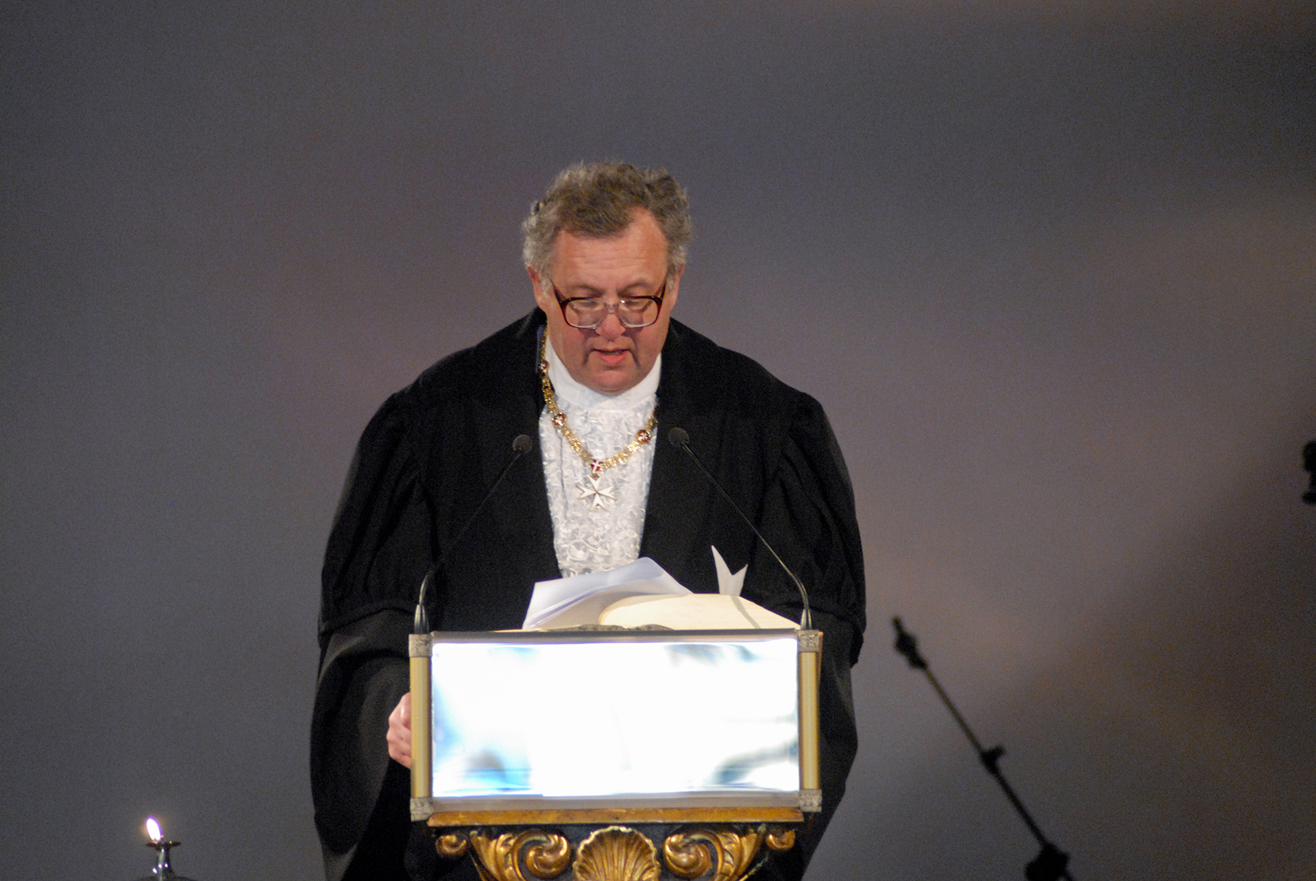 The Grand Master reads the bible on tv