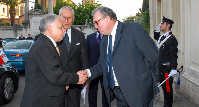 El Gran Maestre recibe al Presidente Polaco, Lech Kaczyński