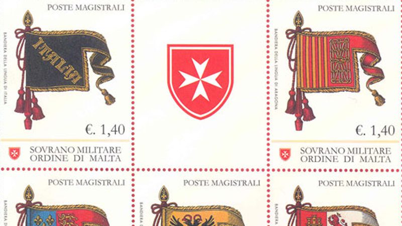 Emissione 423 – Bandiere delle antiche lingue del Sovrano Militare Ordine Ospedaliero di San Giovanni di Gerusalemme di Rodi e di Malta