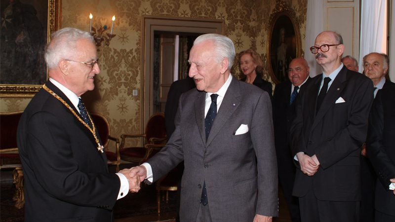 Der Grossmeister empfängt den Präsidenten der Republik von Malta, Edward Fenech Adami
