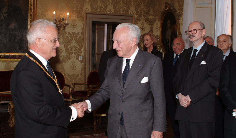 Le Grand Maître reçoit le président de la République de Malte, Edward Fenech Adami