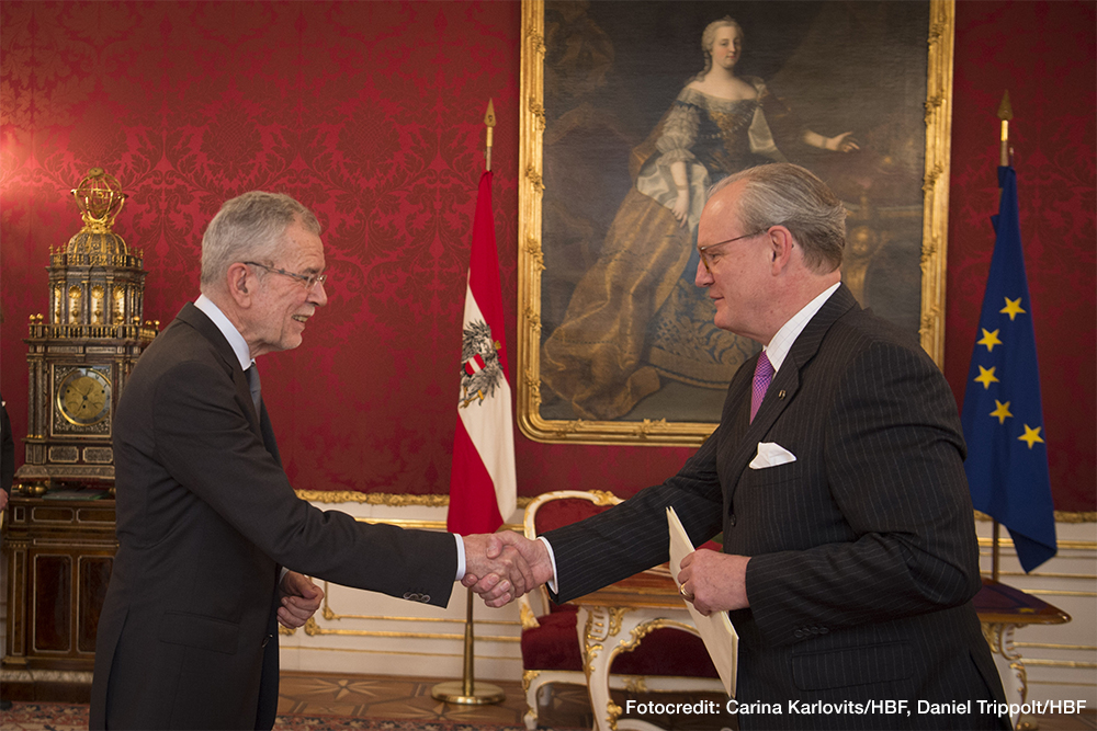 Sebastian Prinz von Schoenaich-Carolath presented his credentials as new Ambassador of the Order of Malta to the Republic of Austria
