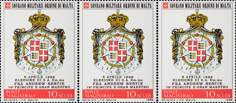 Emissione 121 – Elezione di S.A. Em.Ma Fra’ Andrew Bertie 78° Principe e Gran Maestro del Sovrano Militare Ordine di Malta – 8 Aprile 1988