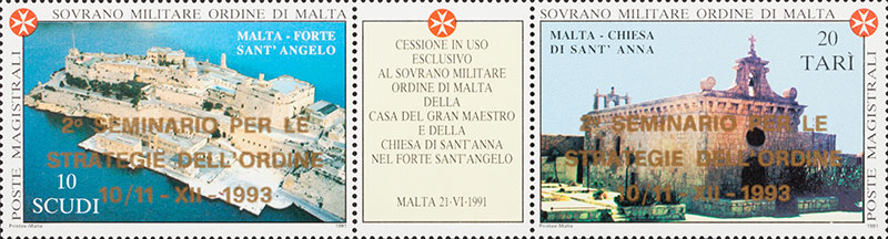 Emissione 191 – Sovrastampa commemorativa del 2° seminario per le strategie dell’Ordine di Malta, forte S. Angelo 10/11 – XII – 1993