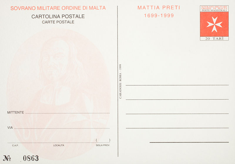 Emissione 257 – Commemorazione di Mattia Preti (1699-1999) – cartolina postale