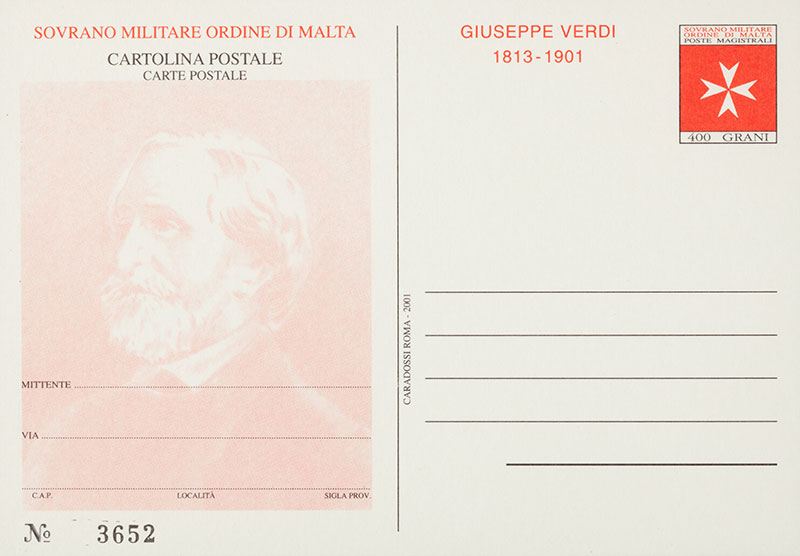 Emissione 285 – Centenario della morte di Giuseppe Verdi – cartolina postale