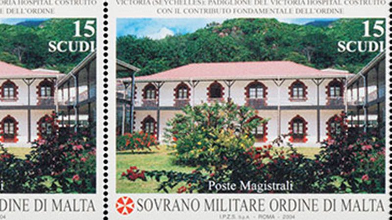 Emissione 319 – Padiglione del Victoria Hospital (Victoria Seychelles) Costruito con il contributo fondamentale del Sovrano Militare Ordine di Malta