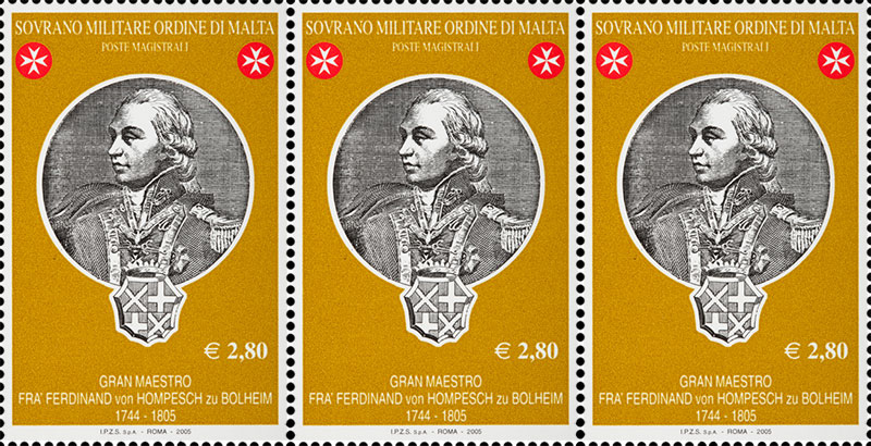 Emissione 340 – Bicentenario della morte del Gran Maestro Fra’ Ferdinand Von Hompesch Zu Bolheim