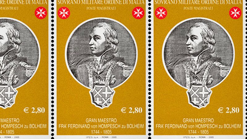 Emissione 340 – Bicentenario della morte del Gran Maestro Fra’ Ferdinand Von Hompesch Zu Bolheim