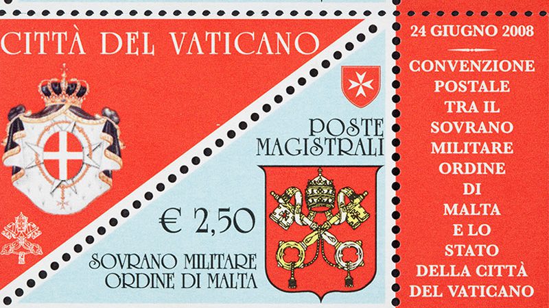 Emissione 383 – Convenzione postale tra il Sovrano Militare Ordine Ospedaliero di San Giovanni di Gerusalemme di Rodi e di Malta e lo Stato della Citta’ del Vaticano
