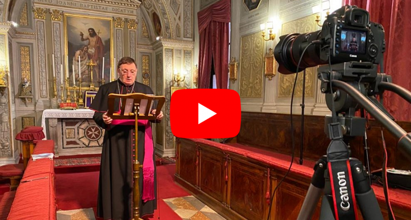 Videomessaggio di Pasqua di Mons. Jean Laffitte e atto di Consacrazione dell’Ordine di Malta da parte del Gran Maestro