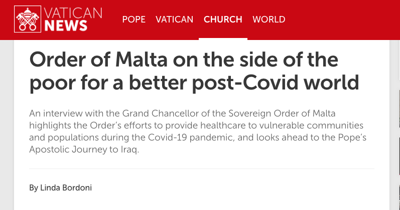 In einem Interview mit Radio Vatikan fordert der Großkanzler eine gerechte Verteilung des Anti-Covid-Impfstoffs
