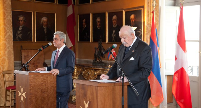 Visita oficial del presidente de Armenia, recibido por el Lugarteniente del Gran Maestre Frey Giacomo Dalla Torre