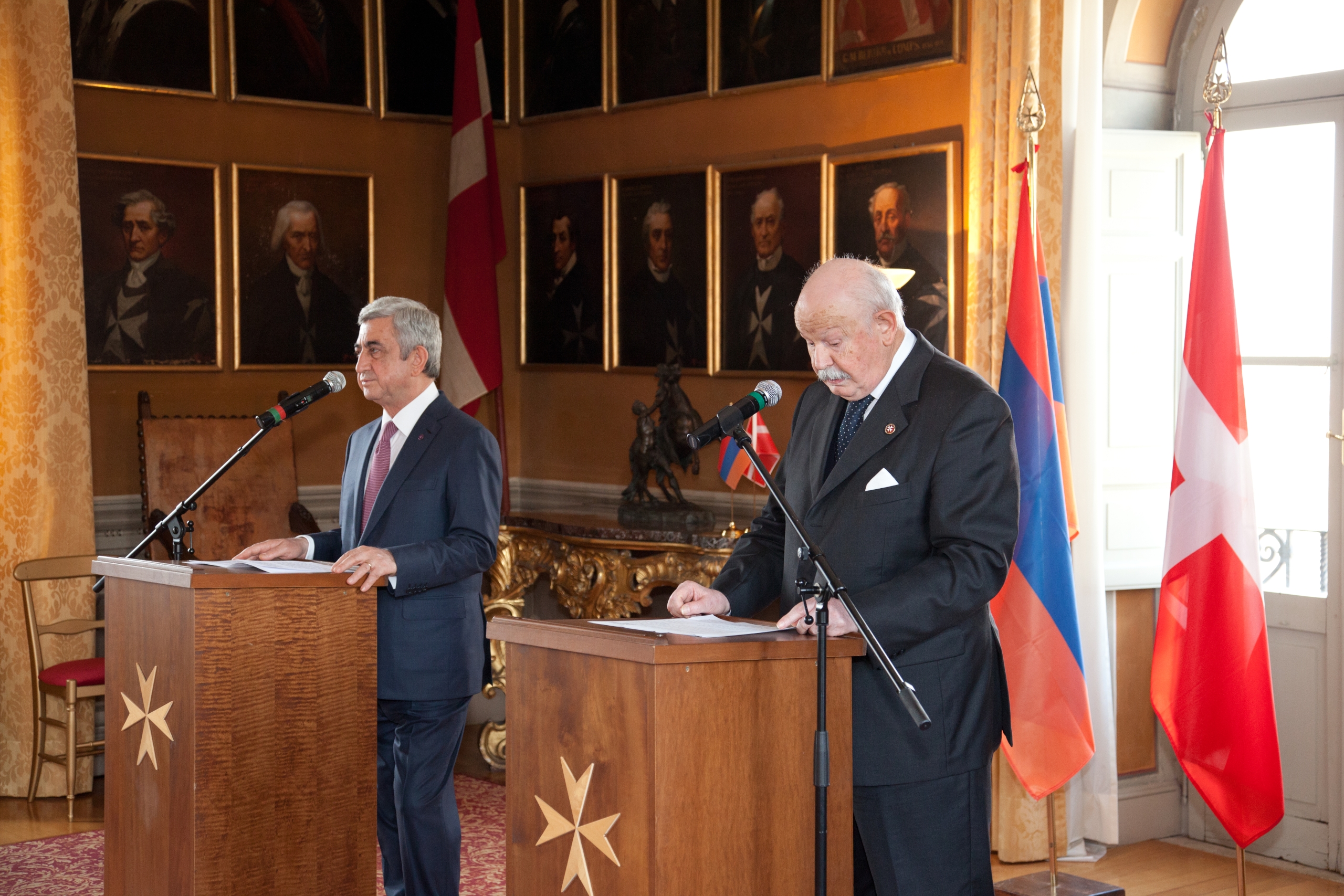 Armenischer Präsident wird zu offiziellem Besuch vom Statthalter des Großmeisters Fra’ Giacomo Dalla Torre empfangen