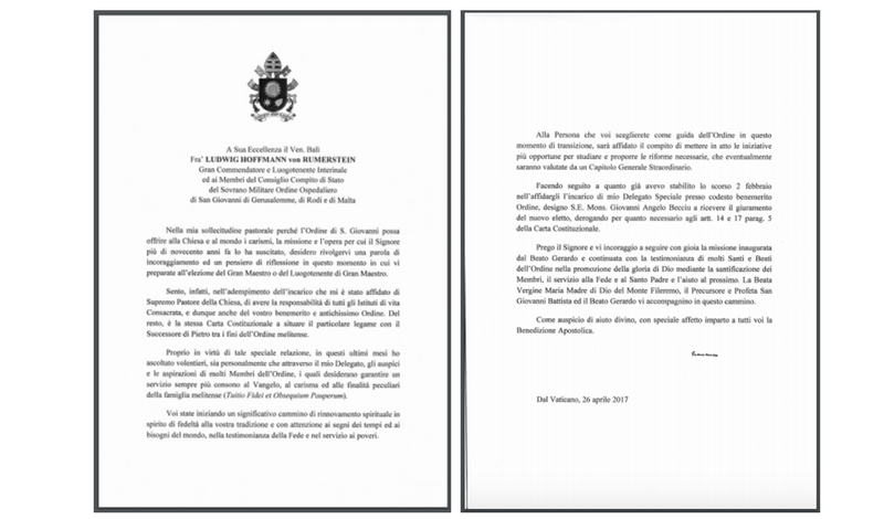 Lettera di Papa Francesco al Consiglio Compito di Stato