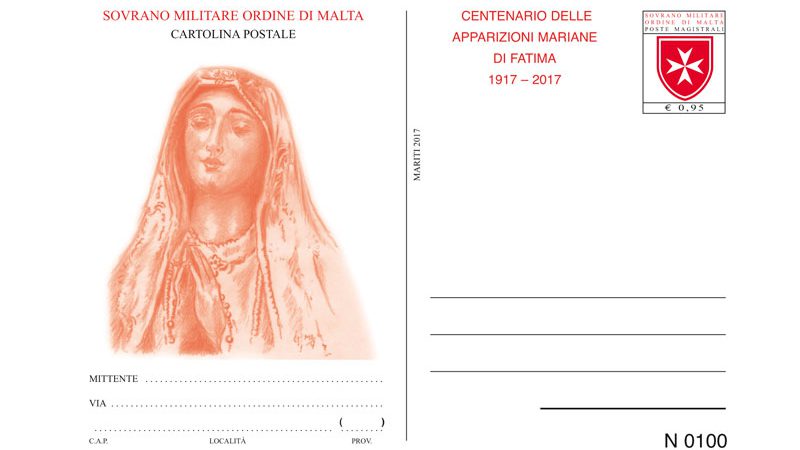 Centenario delle apparizioni Mariane di Fatima. Intero postale – cartolina postale