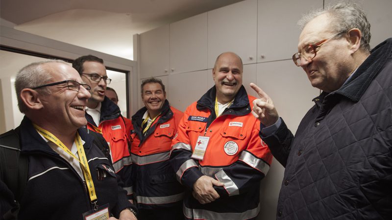 The Grand Master with volunteers at the inauguration of the Order of Malta’s First-Aid Post in St Peter’s Square
