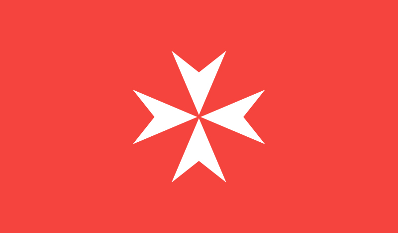 Order of Malta flag with the the eight-pointed white cross