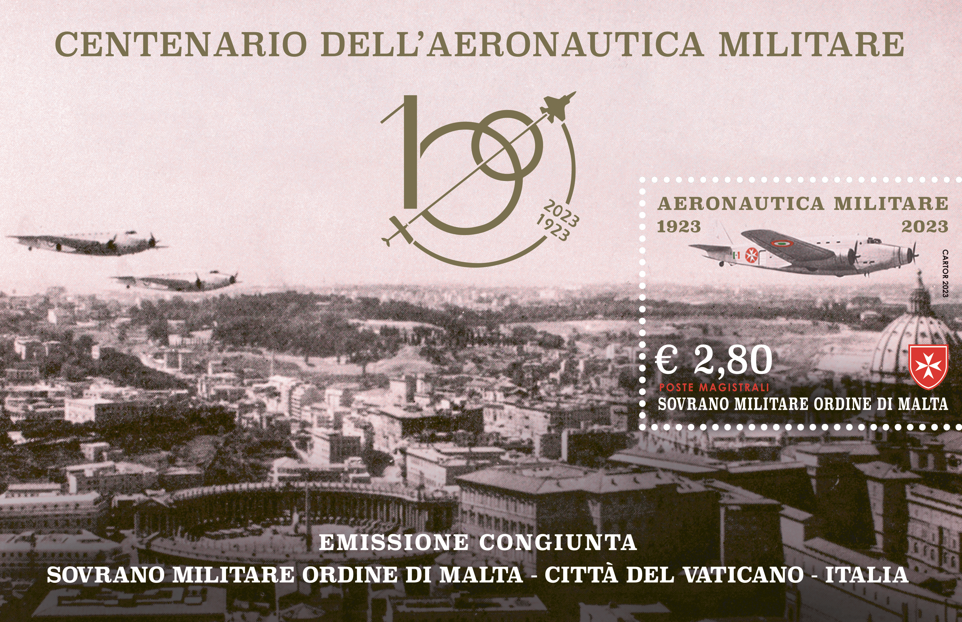Presentación de la emisión postal conjunta dedicada al Centenario de las Fuerzas Aéreas italianas