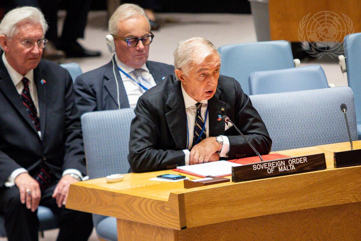 El Gran Canciller de la Orden de Malta interviene ante el Consejo de Seguridad de la ONU sobre Ucrania