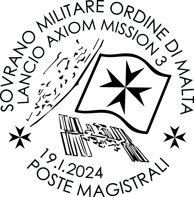 Die Flagge des Malteserordens auf dem Weg zur Internationalen Raumstation als Teil der Axiom 3 Mission