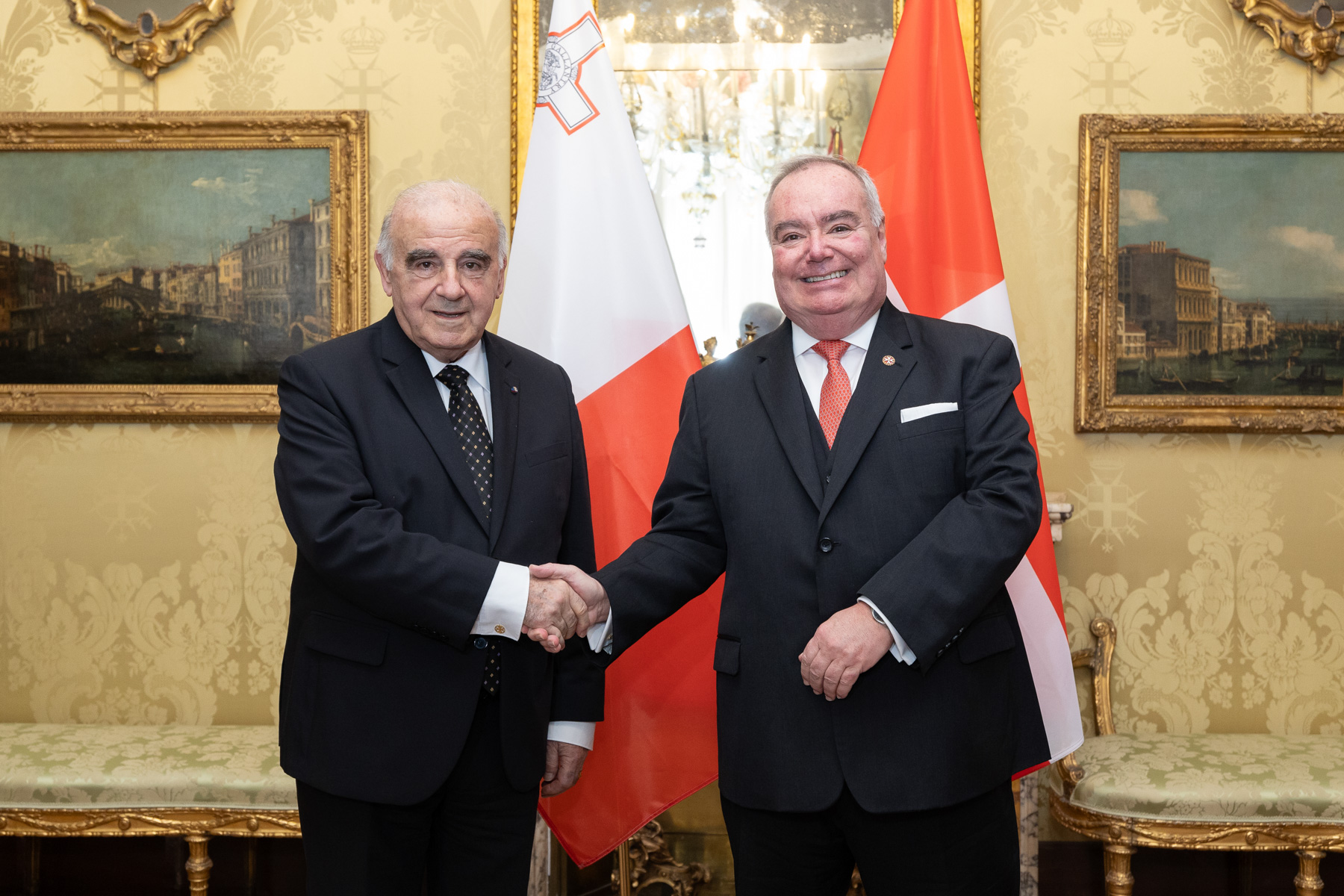 The President of the Republic of Malta on an official visit to the Grand Master