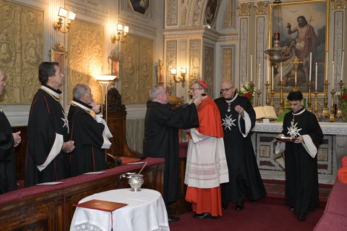 Insignia of Bailiff Grand Cross of Honour and Devotion conferred on Cardinal Claudio Gugerotti
