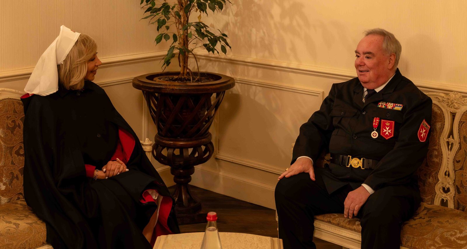 The Grand Master meets Lebanese First Lady Nehmat Aoun in Lourdes