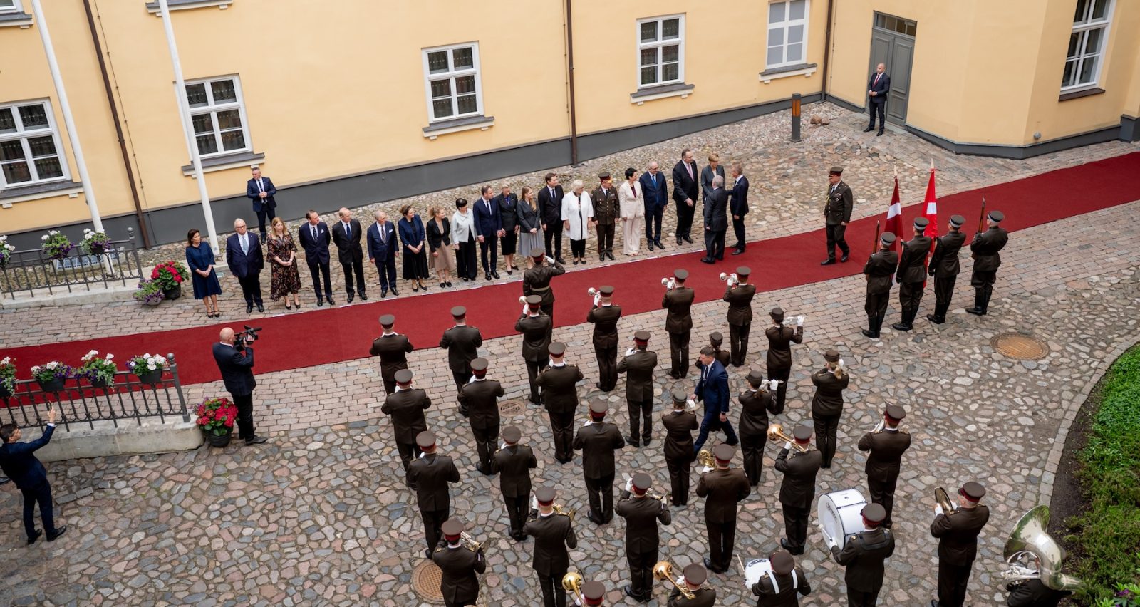 The Grand Master of the Sovereign Military Order of Malta, Fra’ John T. Dunlap, received by the President of the Republic of Latvia, Edgars Rinkēvičs, at Riga Castle.