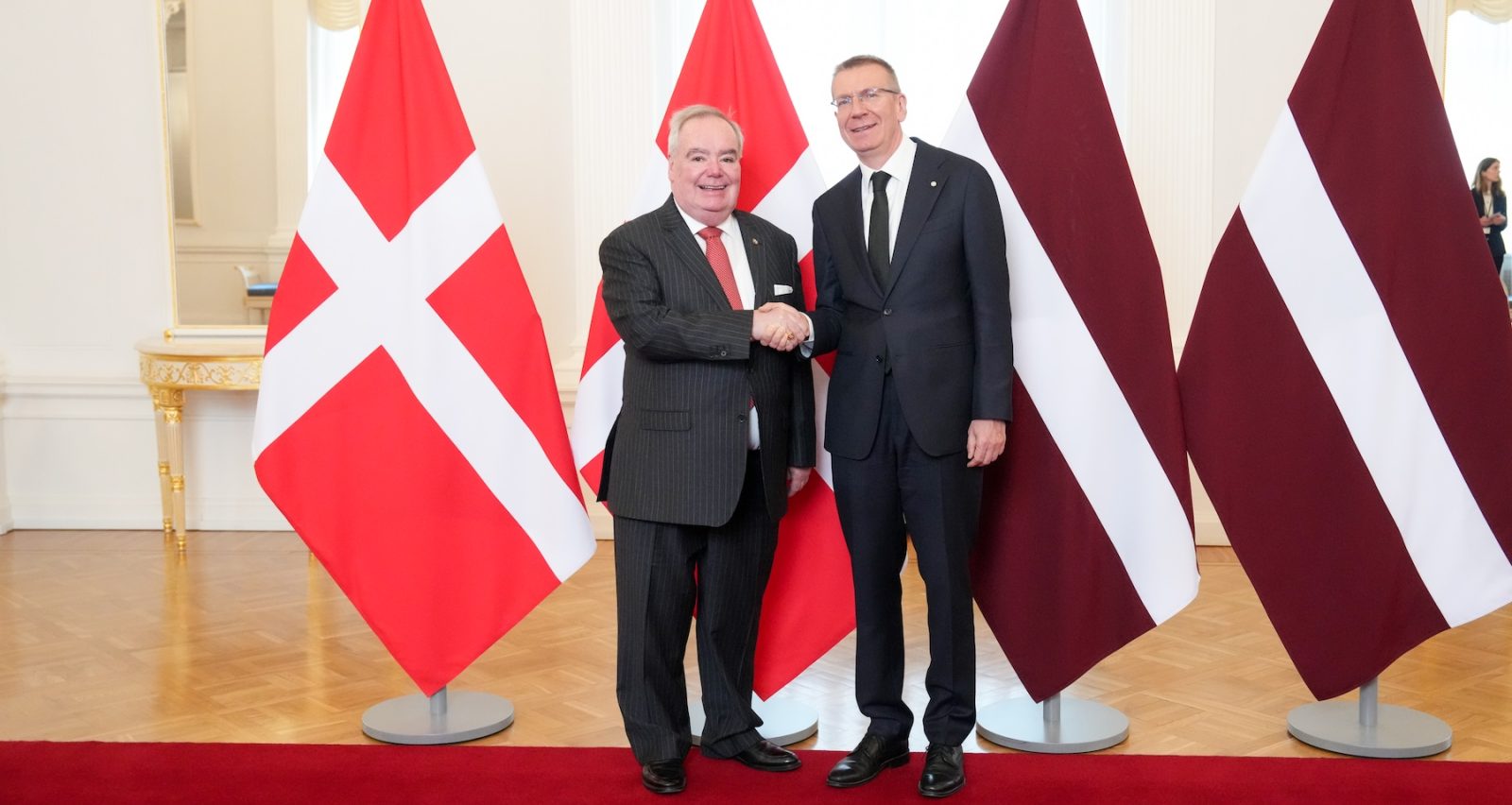 The Grand Master of the Order of Malta, Fra’ John Dunlap, meets the President of the Republic of Latvia, Edgars Rinkēvičs.